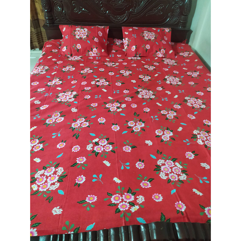 Twill Cotton King Size Double Bed Sheet - Multicolor - BA5