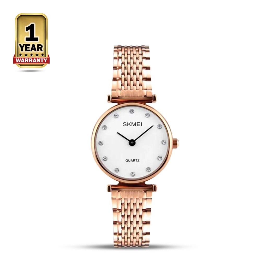 Skmei 1223 Stainless Steel Quartz Watch For Women - Rose Gold