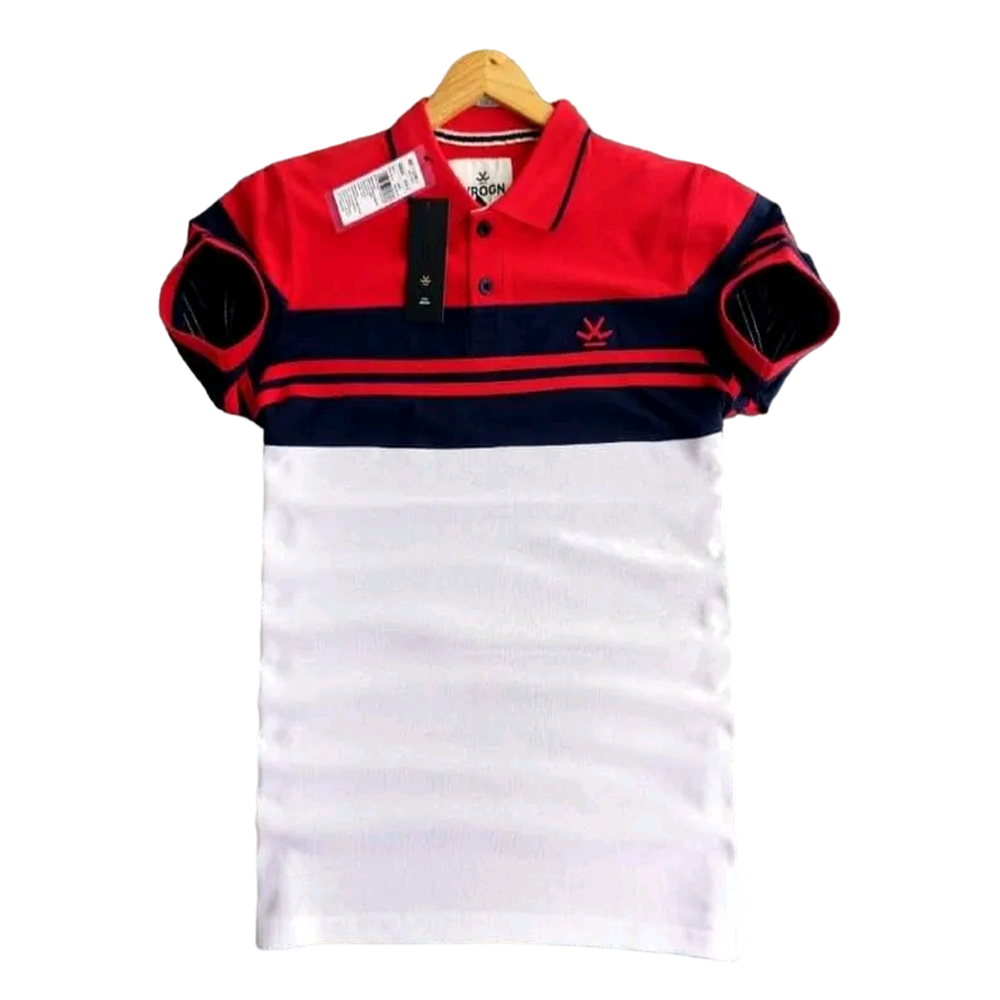 Pique Cotton Polo Shirt for Men - Red and White