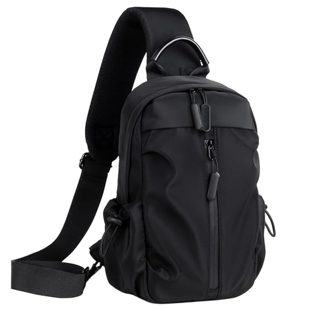 Nylon Crossbody Sling Shoulder Bag For Men - Black - F56