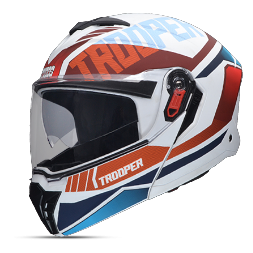 Studds Trooper DV D1 Decor Full Face Bike Helmet - L Size - White and Red