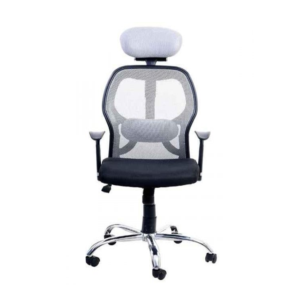 Fabric and Plastic Comfort Executive Chair - Black and White