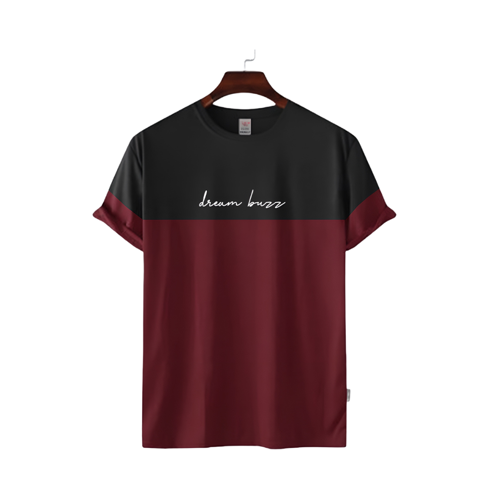 Cotton Half Sleeve T-Shirt For Men - Red & Black - 1110