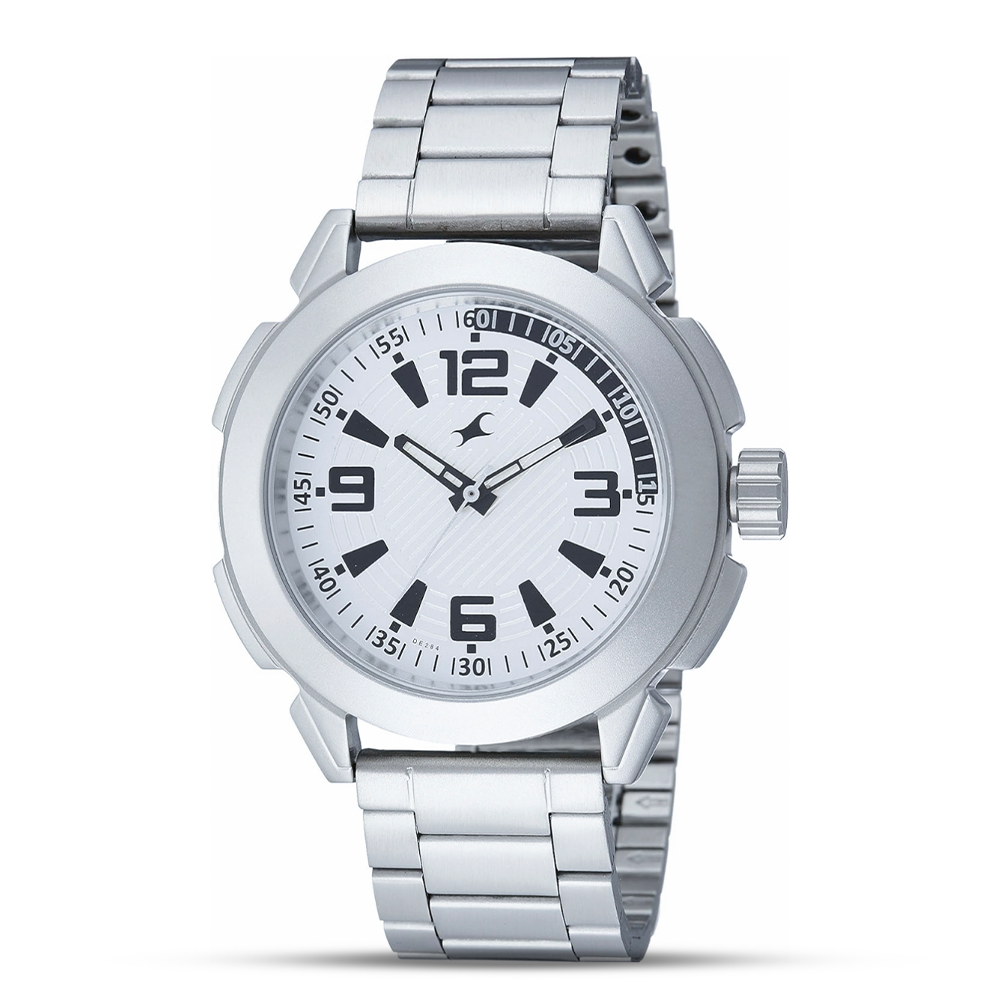 Fastrack Men White Dial Stainless Steel Watch - Silver