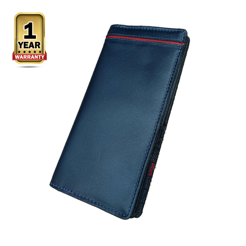 Leather Long Mobile and Coin Wallet For Men - Blue - RIM-LW-021-BLR