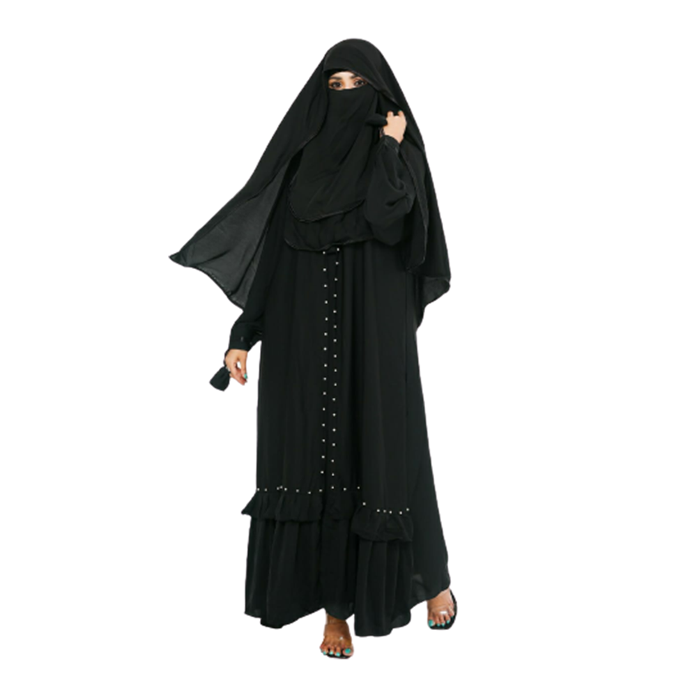 Cherry Georgette Abaya Borka For Women - Black