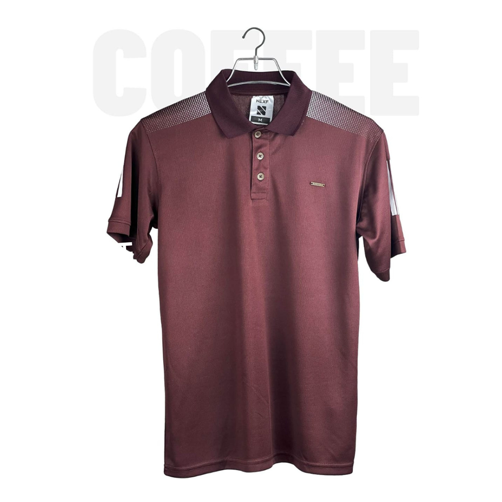 Mesh Sports Wear Short Sleeve Polo Shirt for Men - Coffee - NEX-DP-04