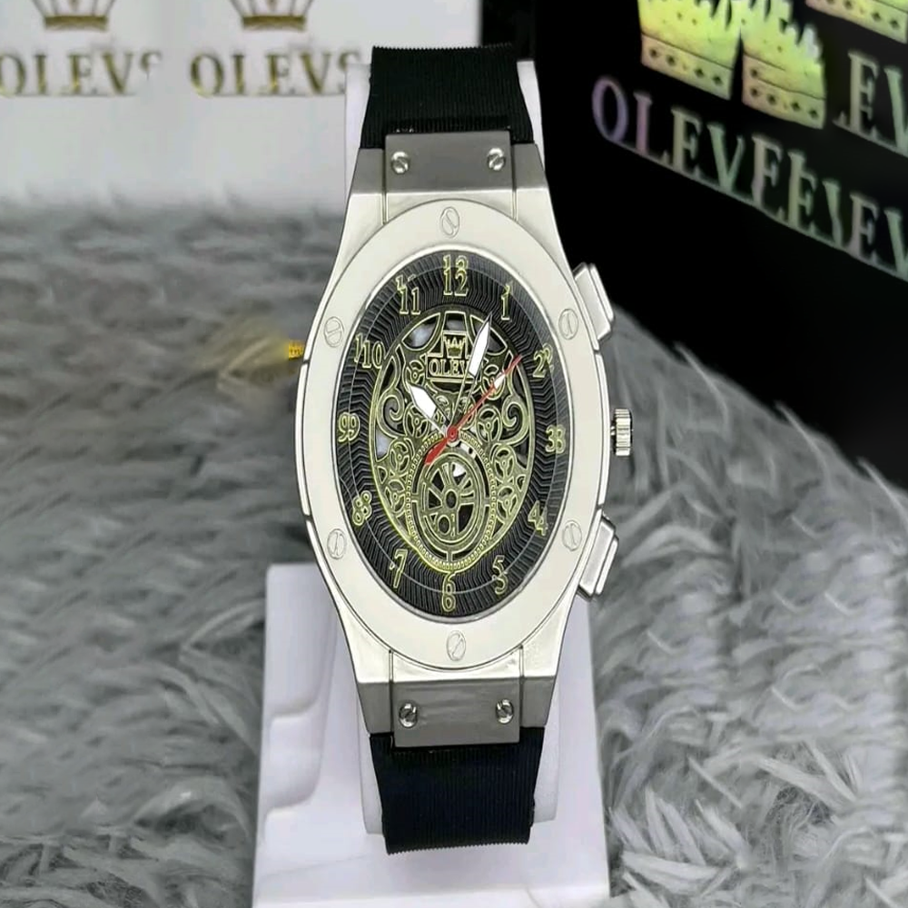 Olevs Skleton Watch For Men - Black