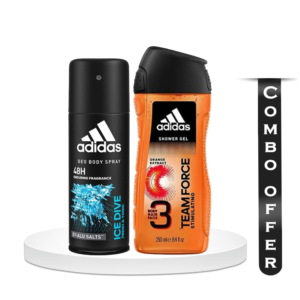 Combo Offer of Adidas 3in1 Force Shower Gel 250ml and Adidas Deo Body Spray Ice