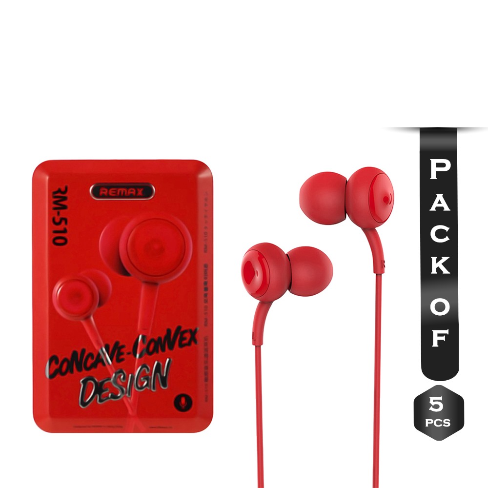 Pack of 5 Pcs Remax Rm 510 In-Ear Earphone With Metal Box