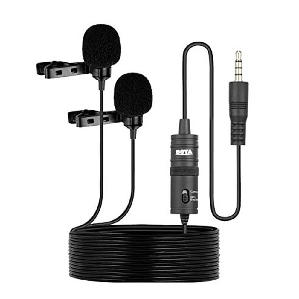 Boya BY-M1DM Dual Head Lavalier Microphone - Black
