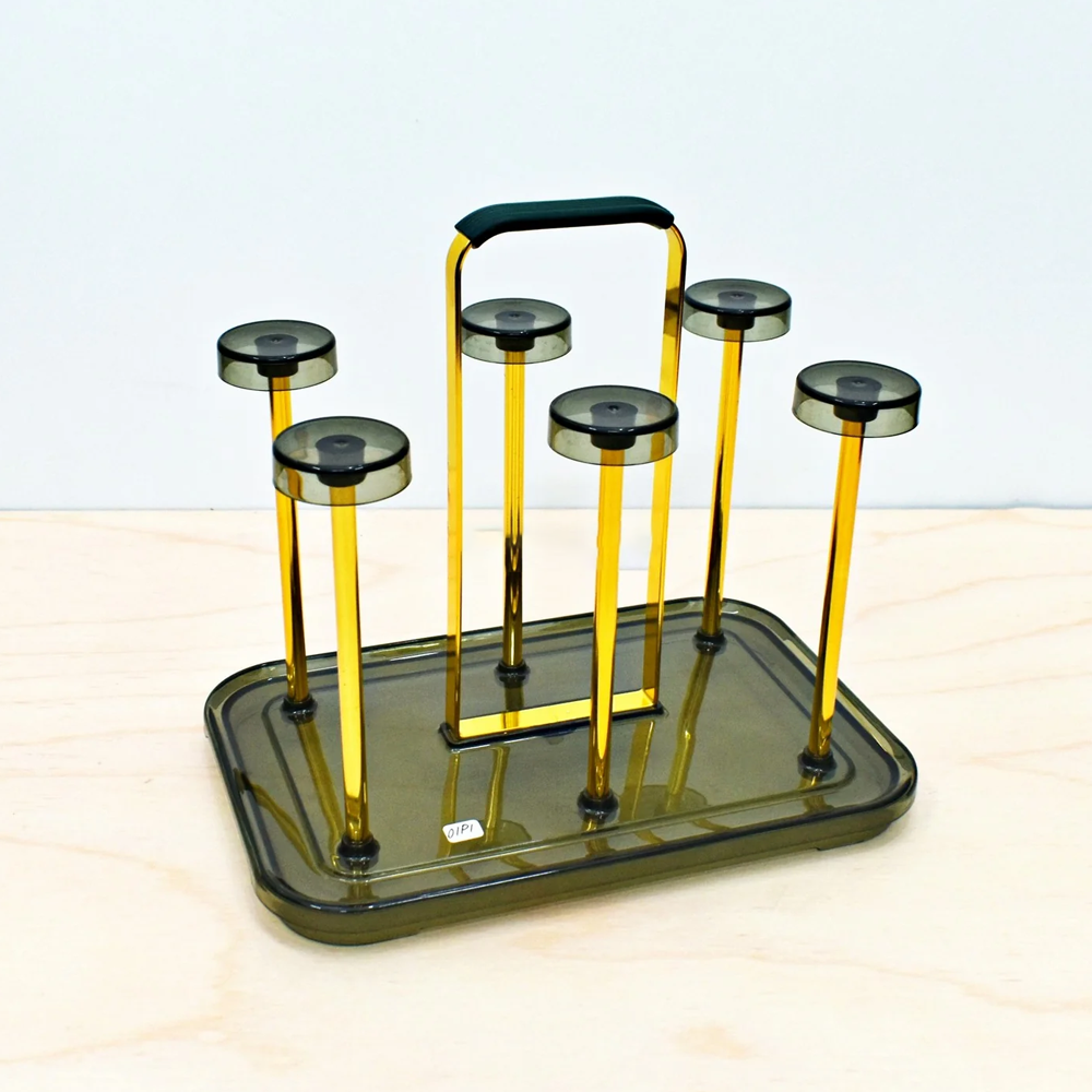 Metal & Plastic 6 Hook Glass Stand - Bronze - ALP1666