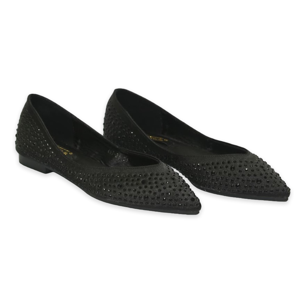 PU leather Flat Pump Shoe For Women - Black - A069-38