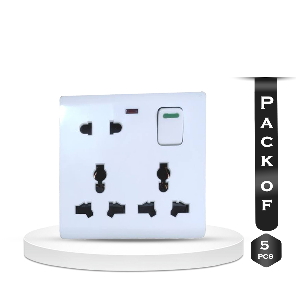 Pack of 5 Kashful 8 Pin Multisocket - White