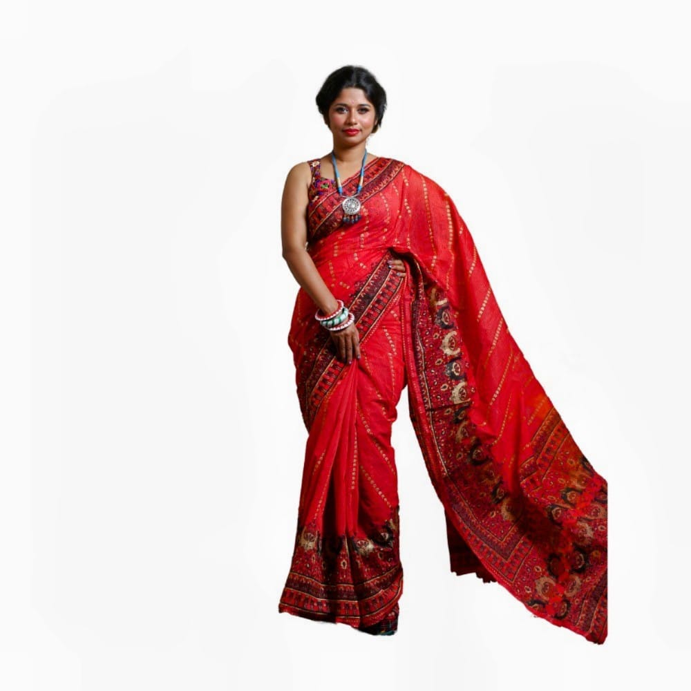 Skin Print Silk Cotton Saree For Women - Jasper - SC27