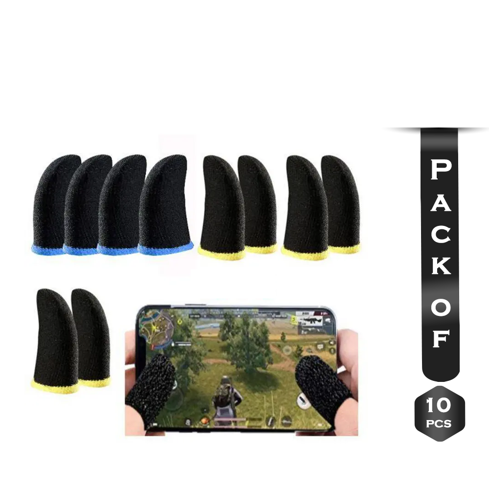 Pack Of 10 Pcs Mobile Finger Sleeve Trigger Game Controller Sweatproof Gloves