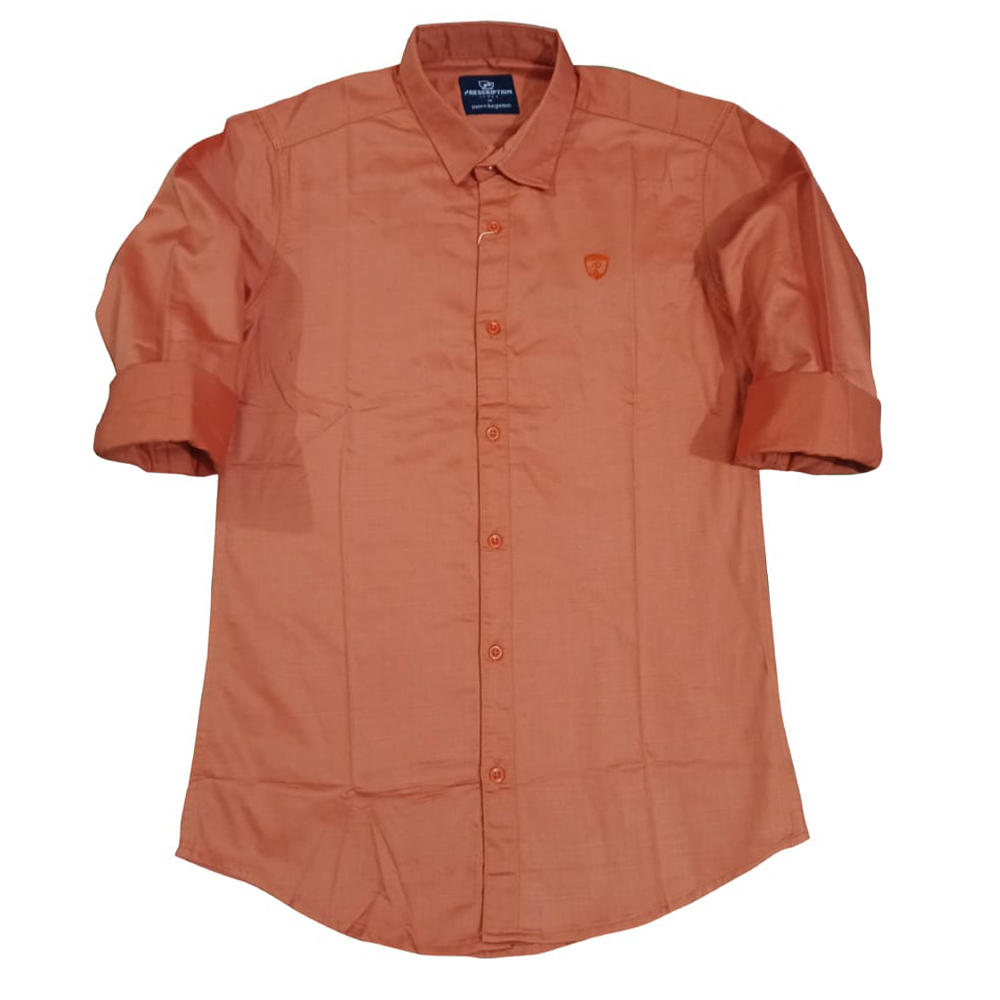 Cotton Full Sleeve Formal Shirt for Men - Orange - S-07