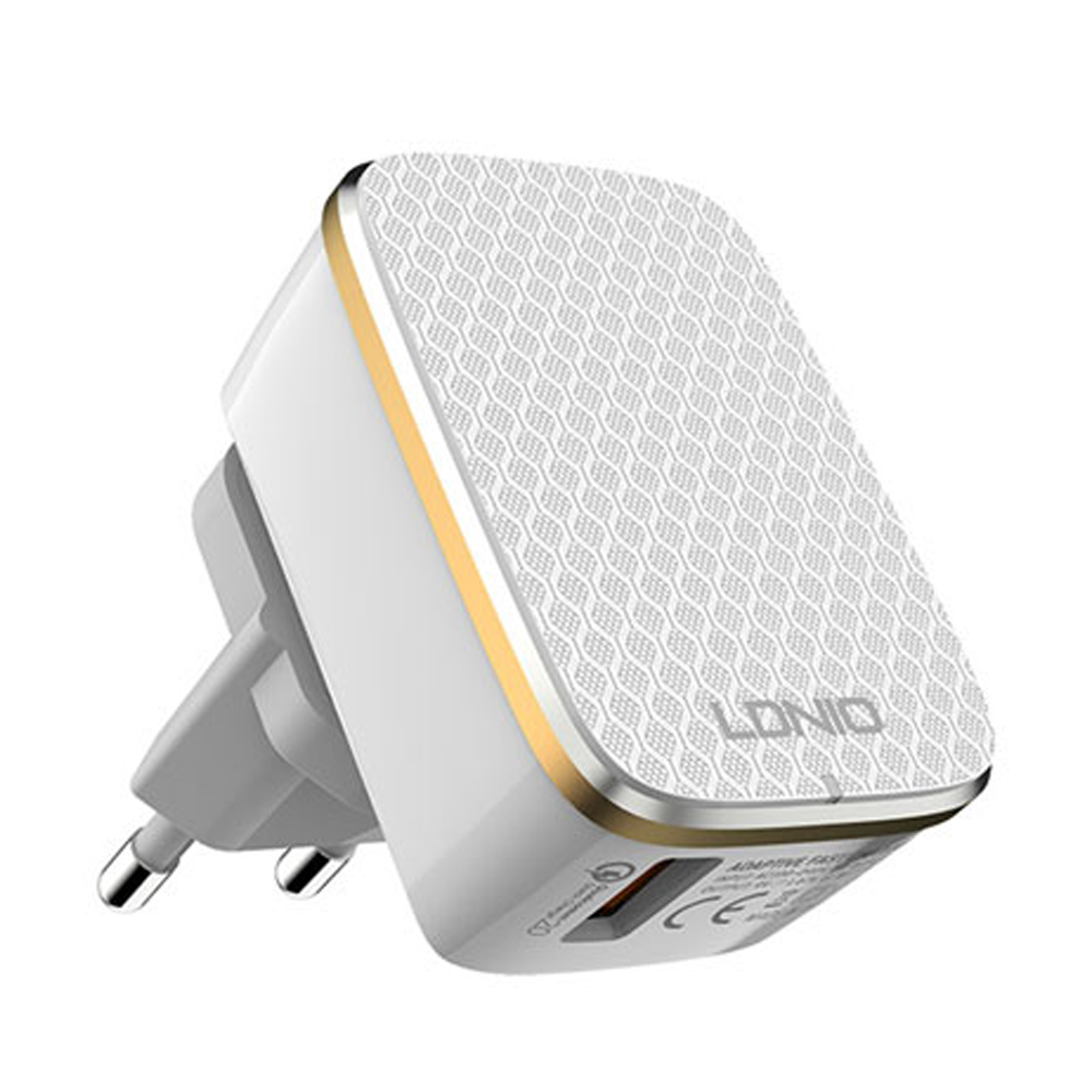 LDNIO A1204Q Quick Charge 3.0 Travel Charger with USB Type -C Cable - White