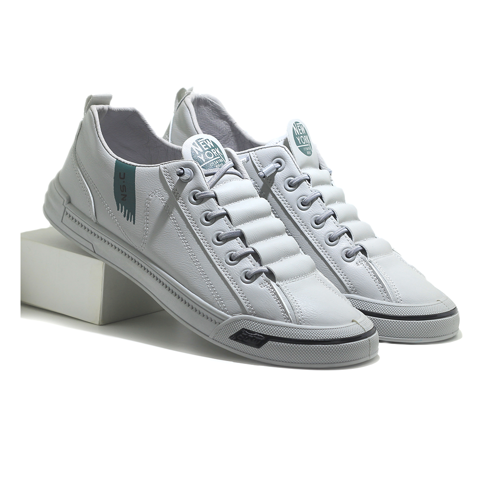 Pu Leather Sneaker Shoe For Men - Gray - MSK 277