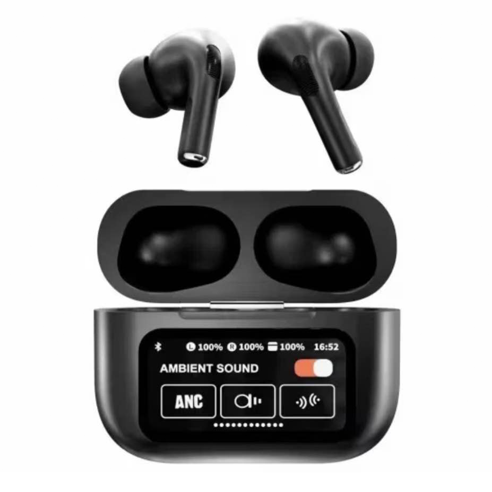 Airpods A9 Pro ANC Touch Screen Display Earbuds - Black