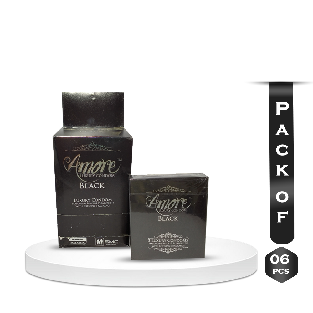 Pack of 6 Pcs Amore Gold 3's & Black Condom