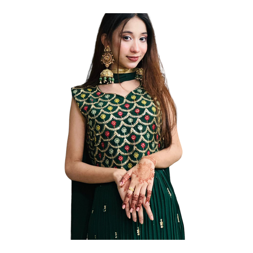 Cherry Georgette Original Naira for Women - Green - D432