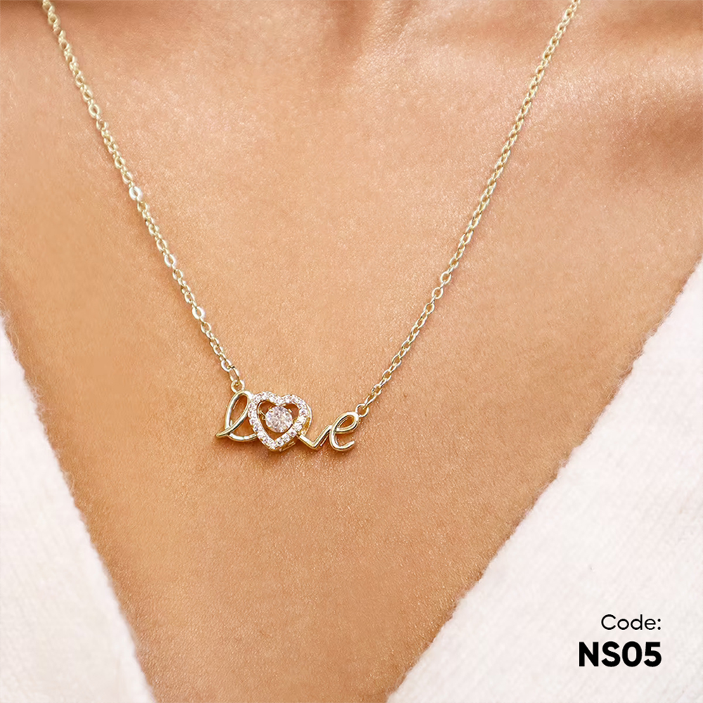 Stainless Steel Love Pendant Necklace For Women Golden NS 05