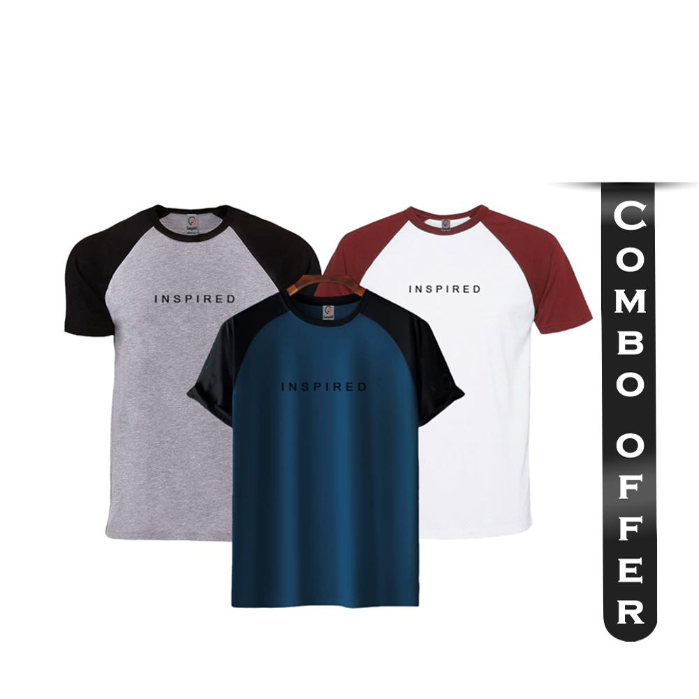 Combo Offer Of 3 Pcs Cotton Half Sleeve T-Shirt For Men - Multicolor - RHS1014