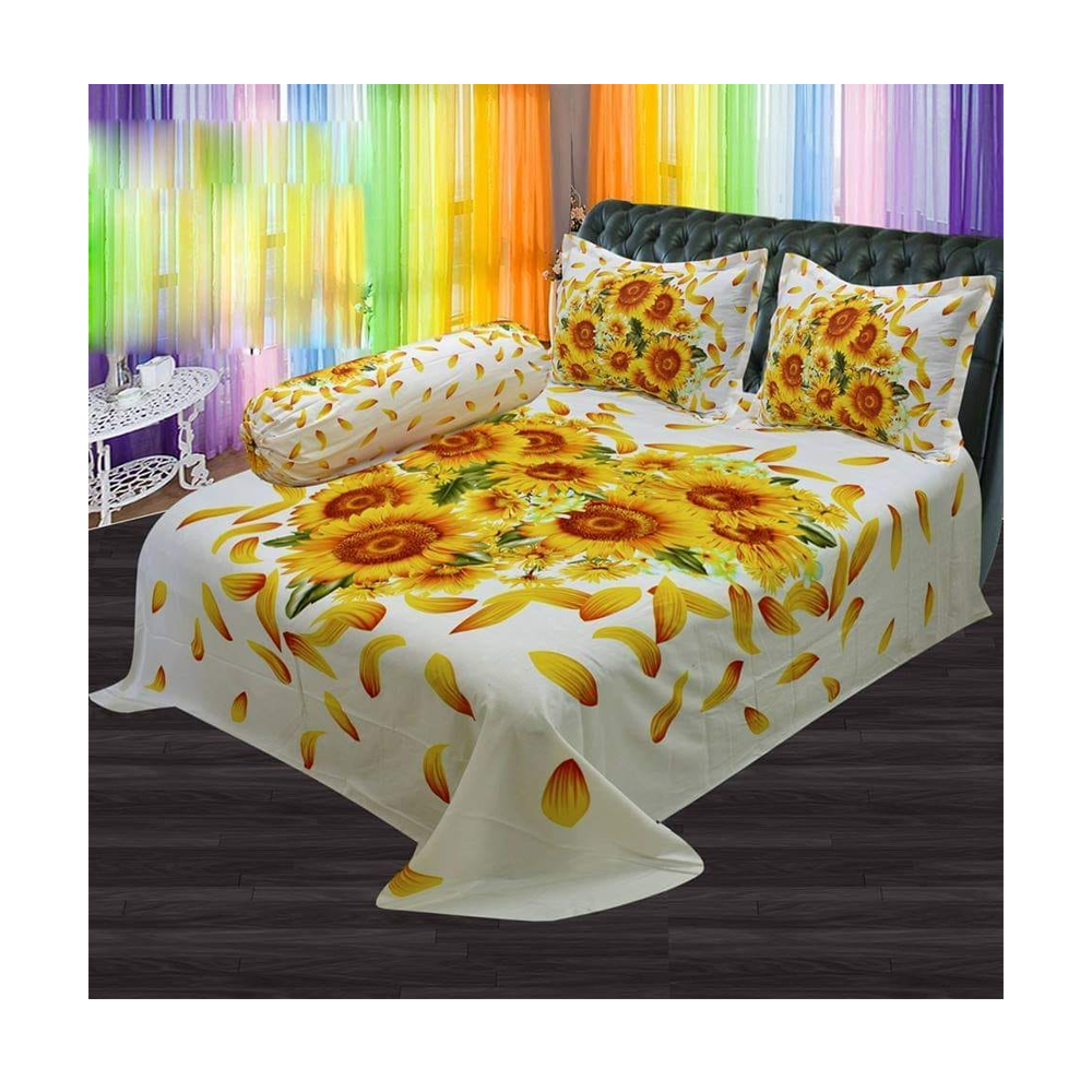 King Size Cotton Panel Bedsheet - ST-36 - Multicolor