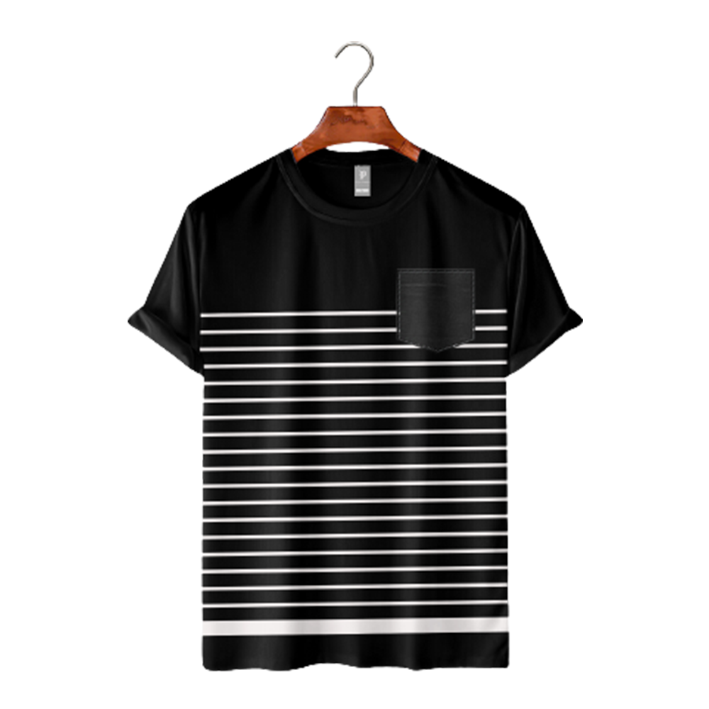 Cotton Half Sleeve T-Shirt For Men - Black - TS-11