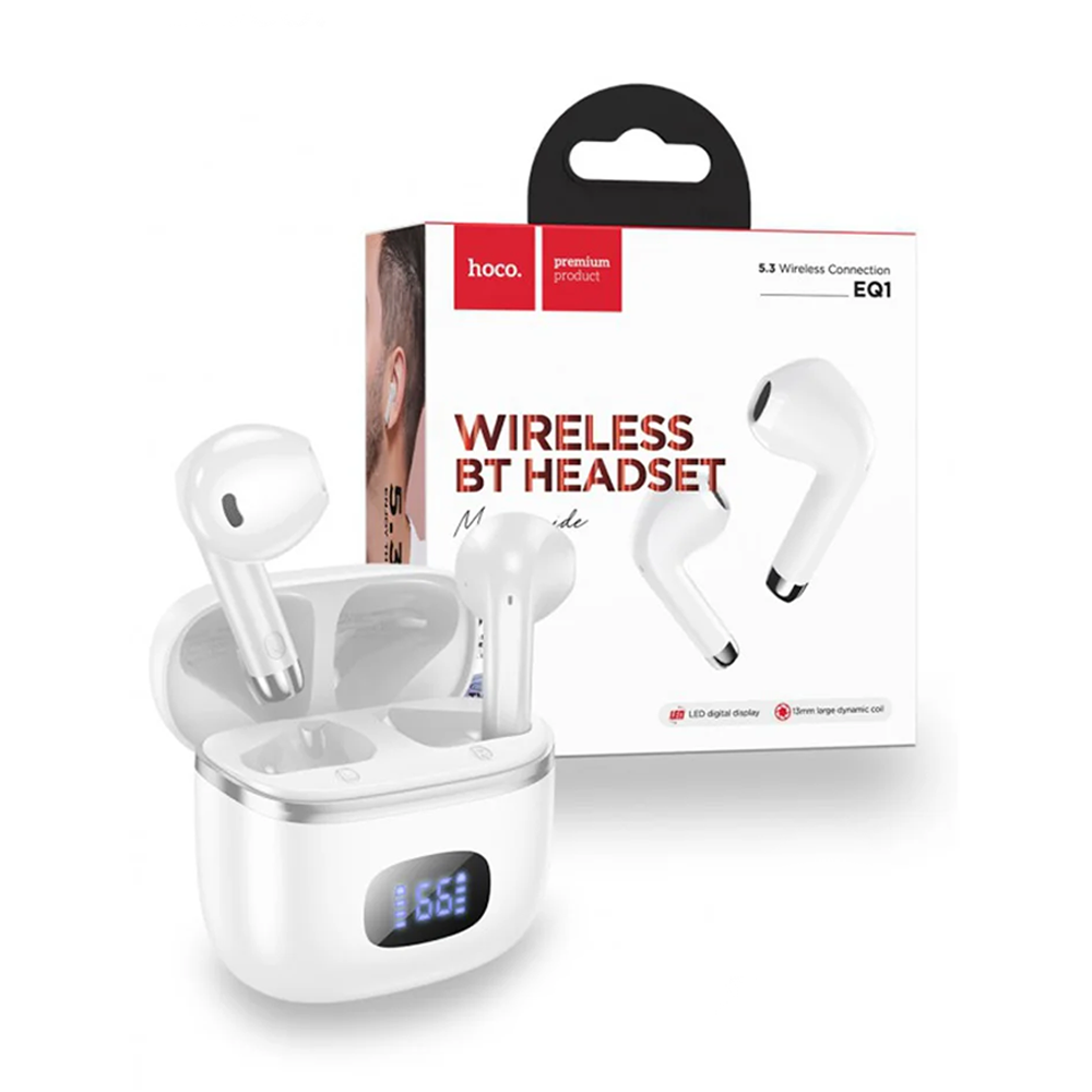 Hoco EQ1 Wireless BT Earbuds - White