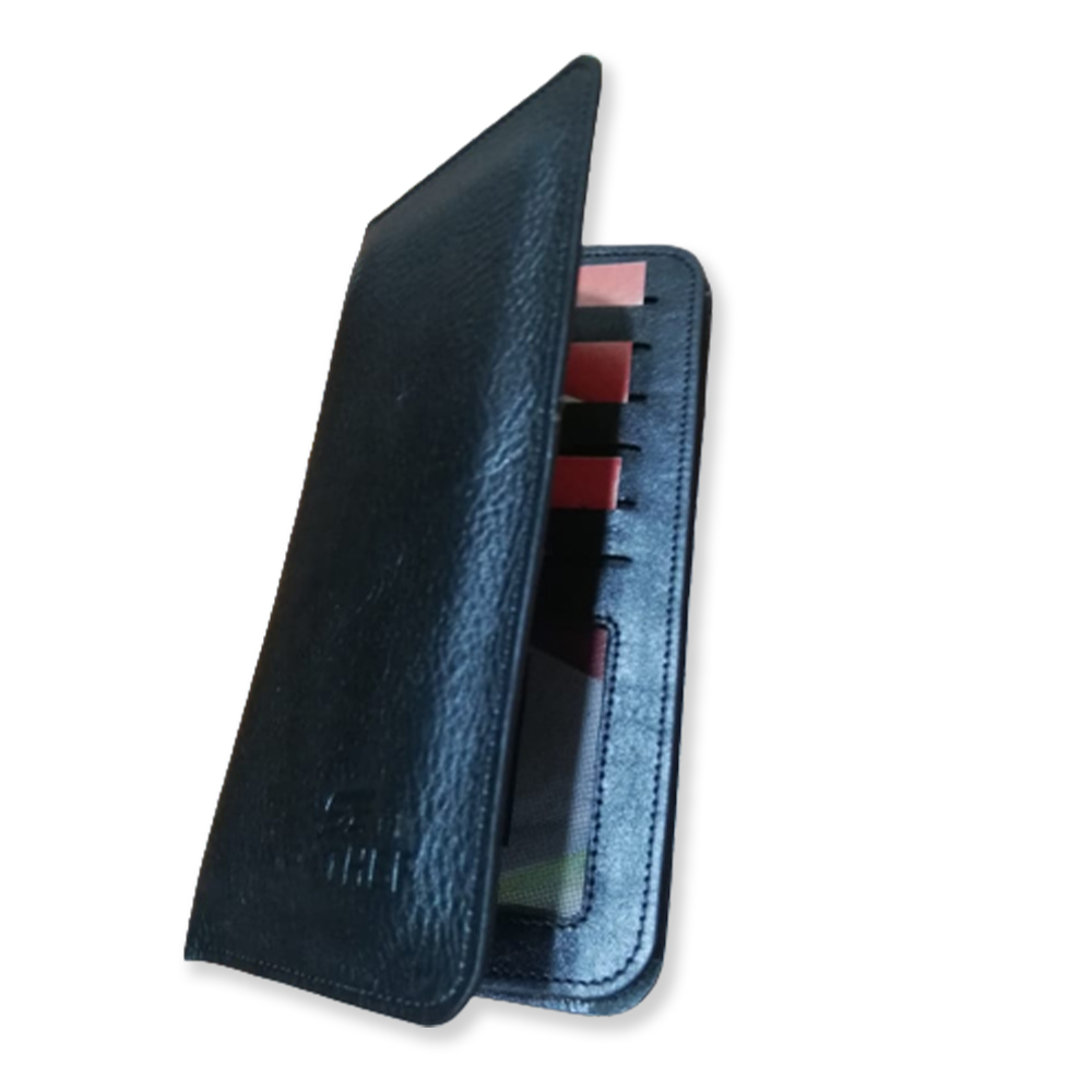 Leather Long Wallet For Men - Black - W-11