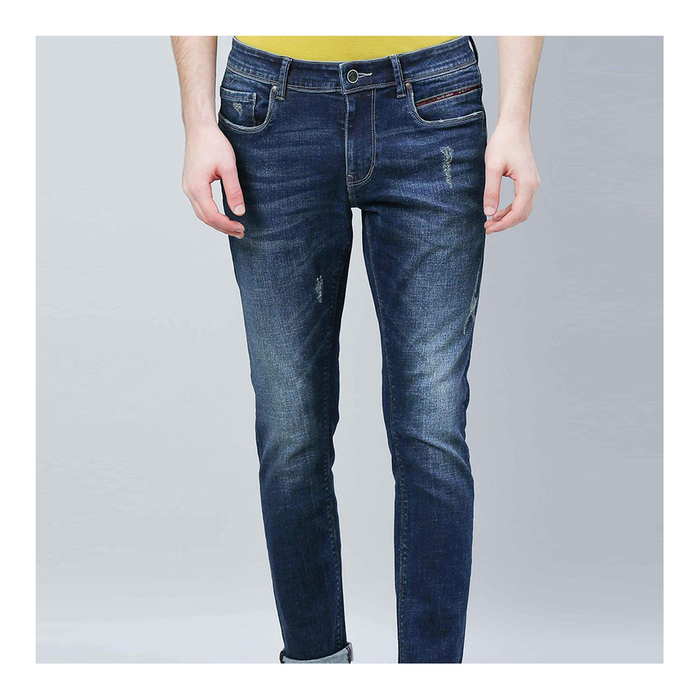 Cotton Semi Stretch Denim Jeans Pant For Men - Deep Blue - NZ-13085