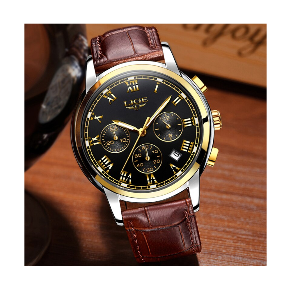 LIGE 9810 Waterproof Chronograph Quartz Watch for Men