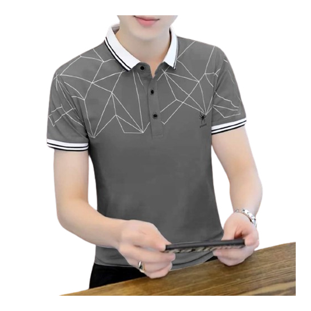 Cotton Half Sleeve Polo T-Shirt for Men - Gray - PT-M3 