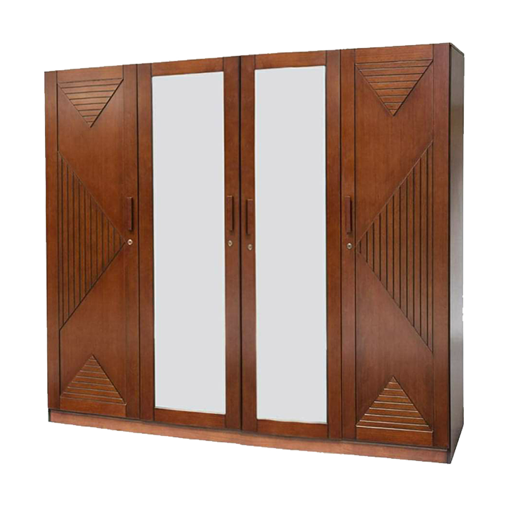 Twin Mart Malaysian Processed Wood 4 Door Almirah - 7'*6' Feet