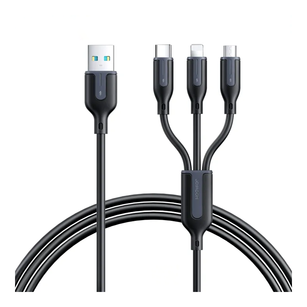 Joyroom S-1T3018A15 Ice-Crystal Series 3.5A 3 in 1 Charging Cable - 0.3m - Black