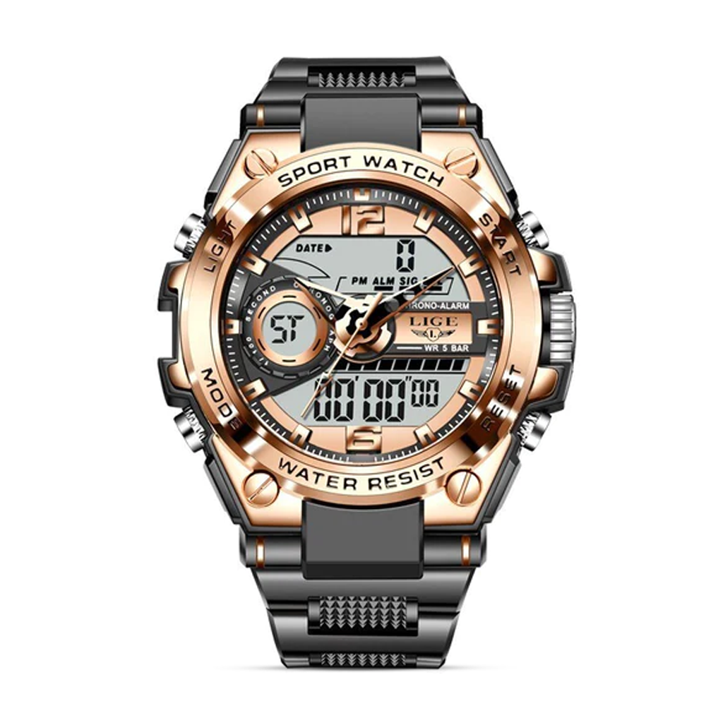 Lige 892 Military Grade Sports Watch For Men - Golden