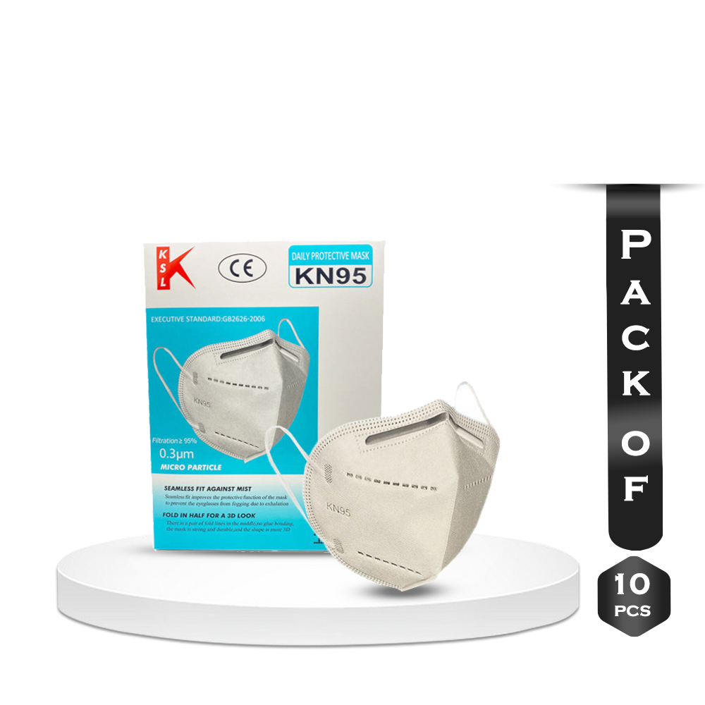 Pack of 10 Pcs KN-95 Protective Mask With Steel Nose Clip - White - 132920118