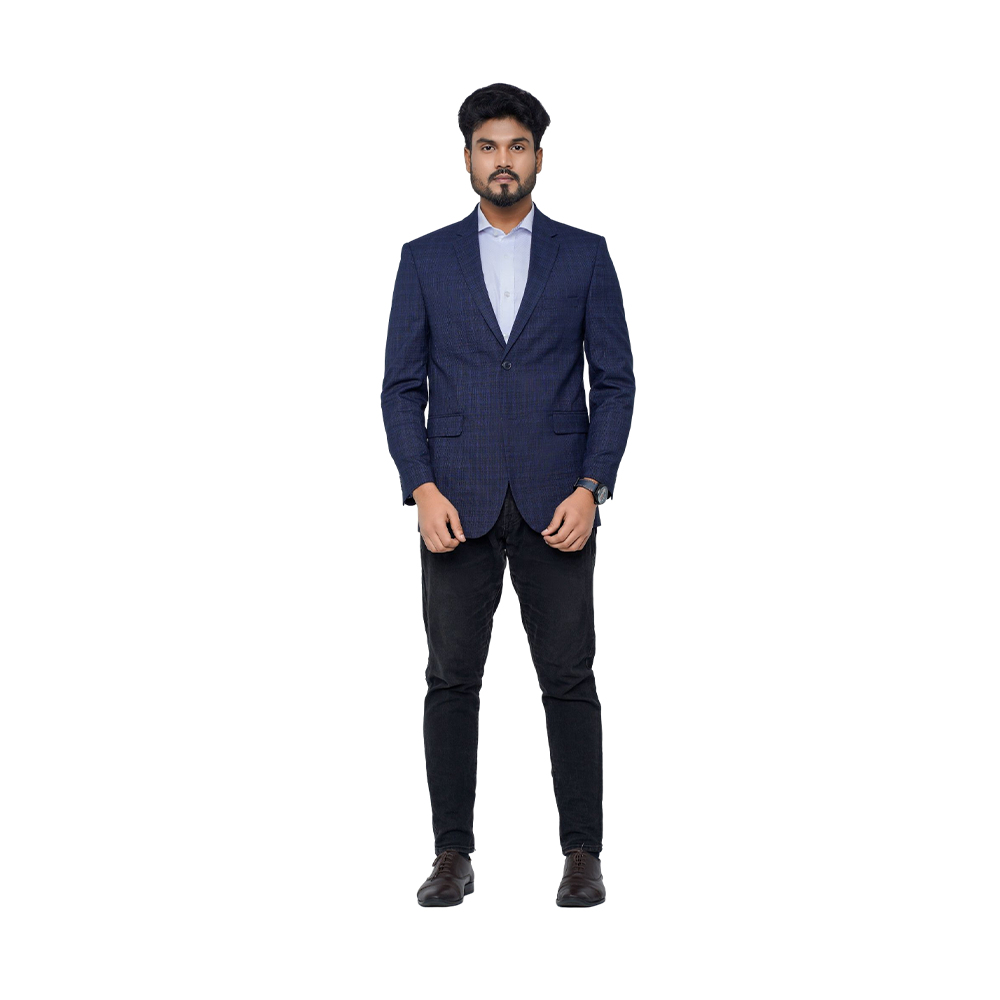 OCODE Cotton Single Blazer For Men - Navy Base - MB-7801