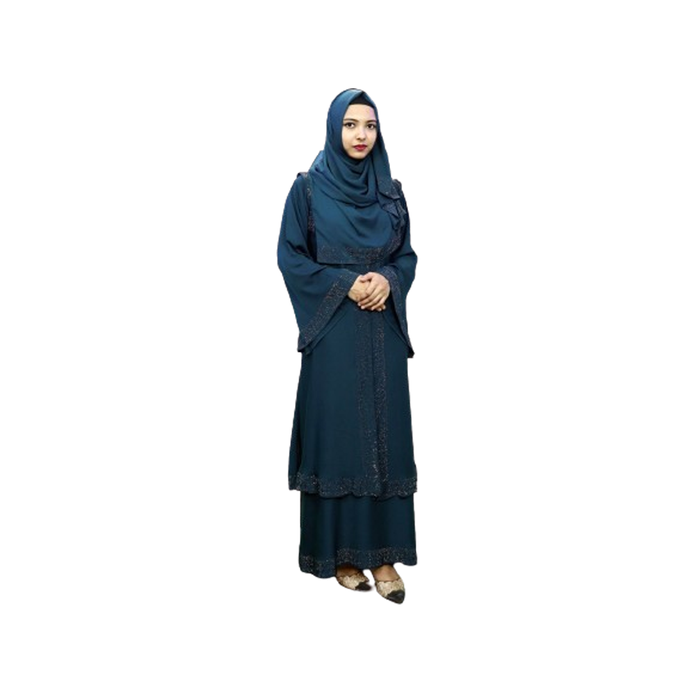 Dubai Cherry Abaya Borkha With Hijab For Women - Dark Cyan - BK-K54