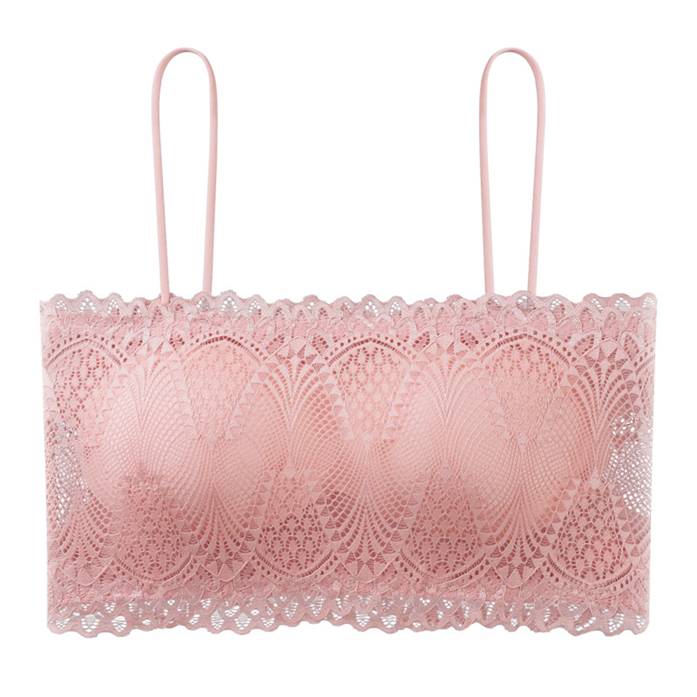 Spandex Lace Styles Standard Bra For Women - Pink - DBPink