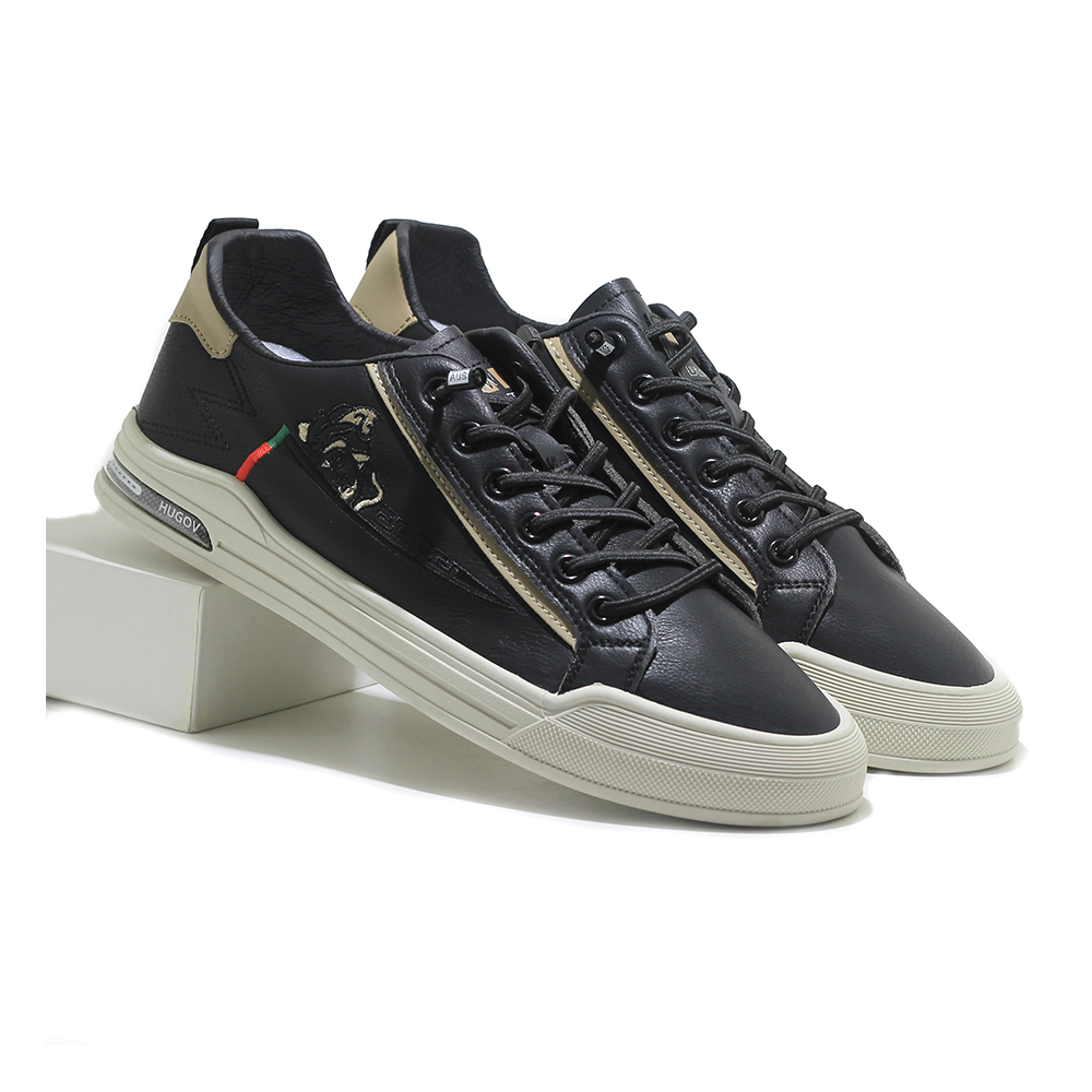 Pu Leather Sneaker Shoe For Men - Black - MSK 424