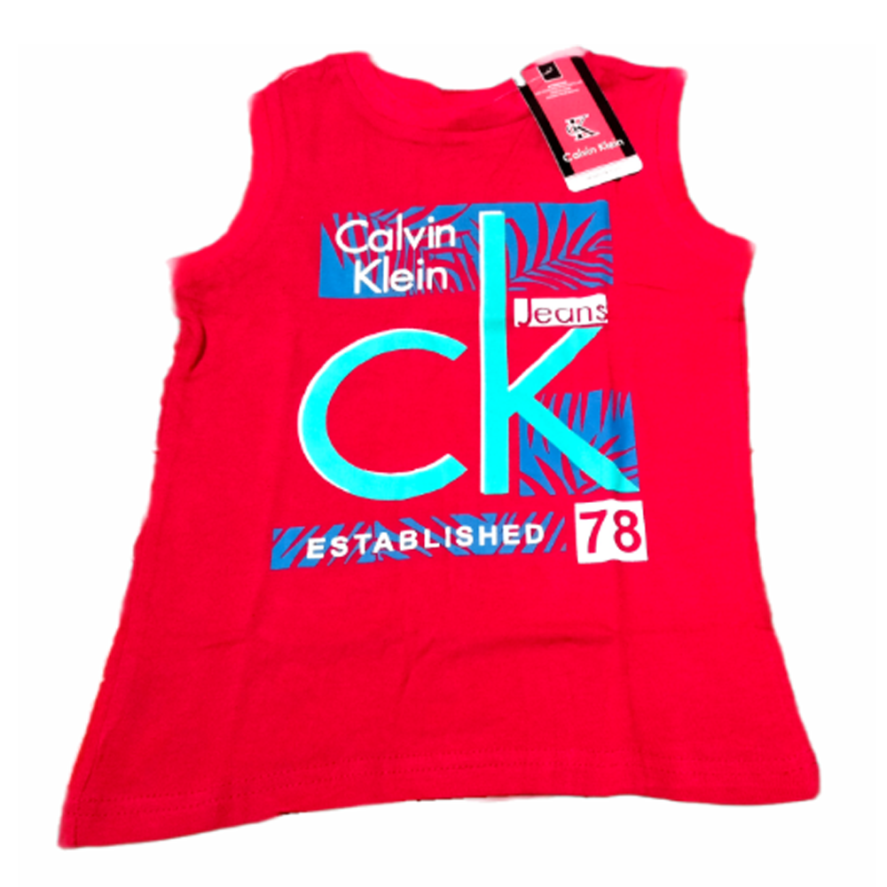 Cotton Sleeveless T-Shirt For Kids - Red