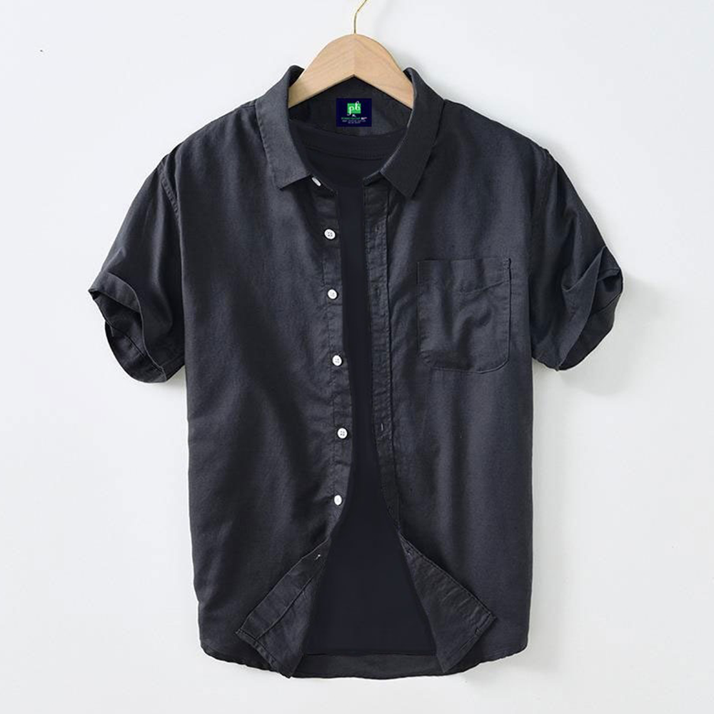 Cotton Half Sleeve Shirt For Men - Black - MS-56