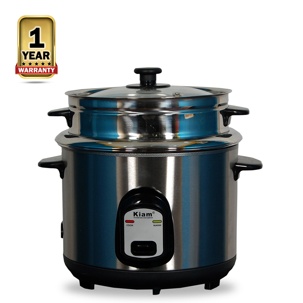 Kiam SJBS8802 Stainless Steel Double Pot Rice Cooker 1.8 Liter Silver