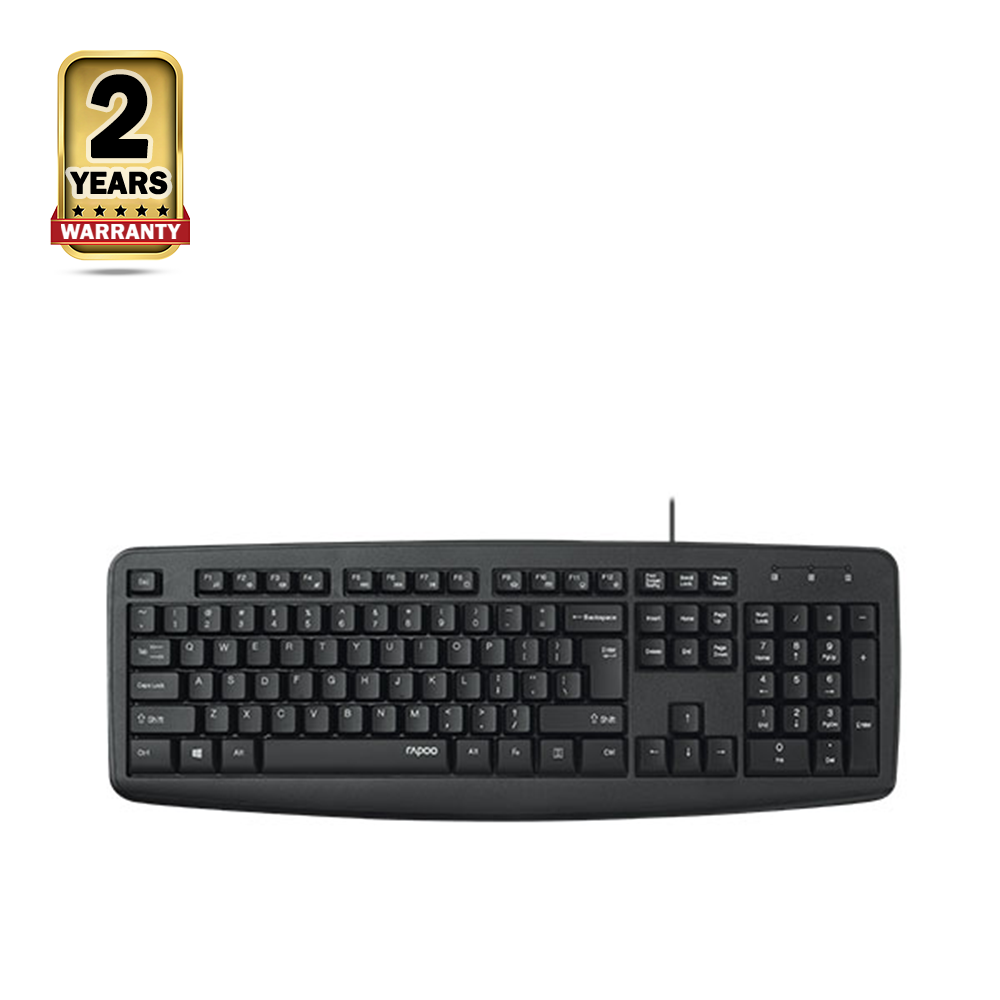 Rapoo NK2600 Spill-Resistant USB Wired Keyboard - Black