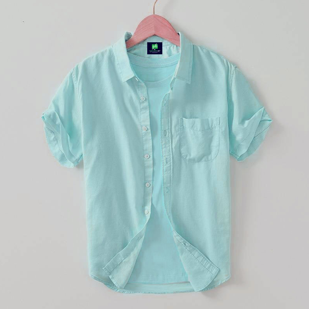 Cotton Half Sleeve Shirt For Men - Sky Blue - MS-62