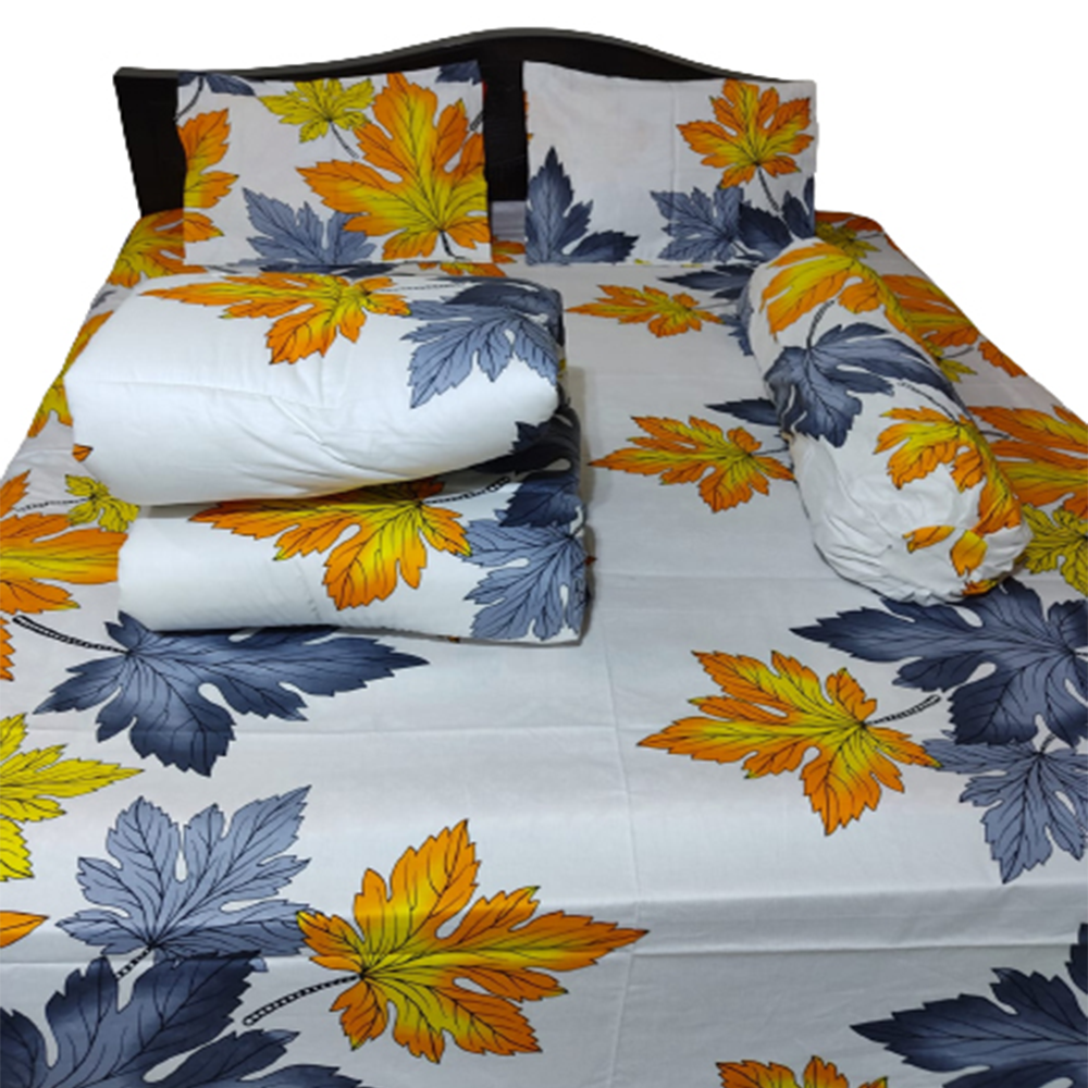 Twill Cotton King Size Five In One Comforter Set - Multicolor - CFS-80