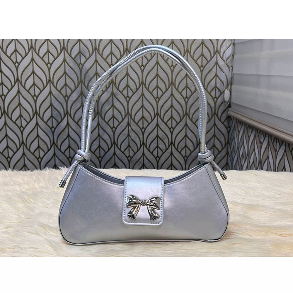 Artificial Leather Thai Stylish Hand Bag For Women - Silver - N309 B